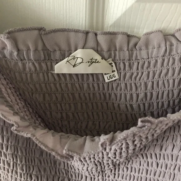 RD STYLE Smocked Tiered Mini Skirt Violet Ice Large - Picture 4 of 7